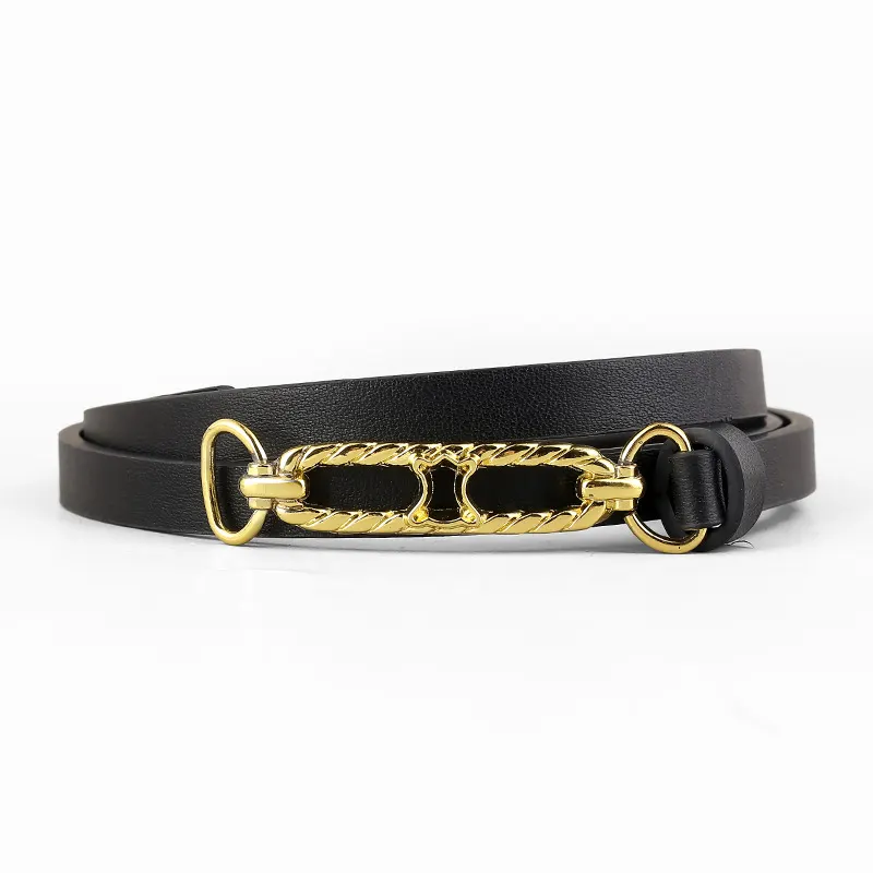 Gold Buckle Skinny Belt
