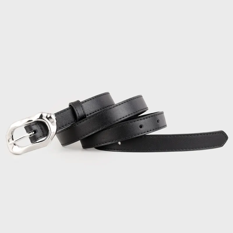 Leather Belt with Silver Buckle