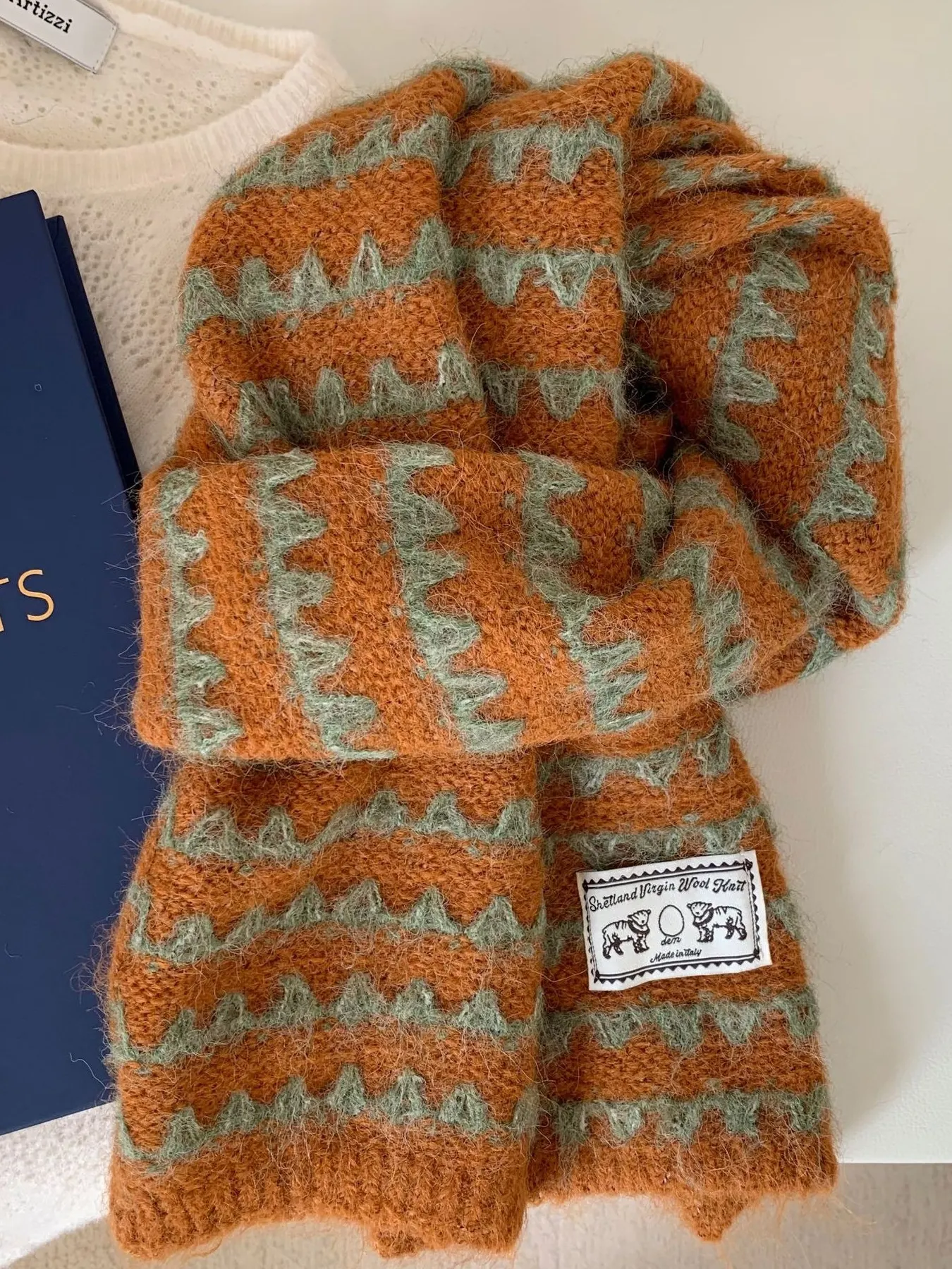 Vintage Knitted Pattern Scarf