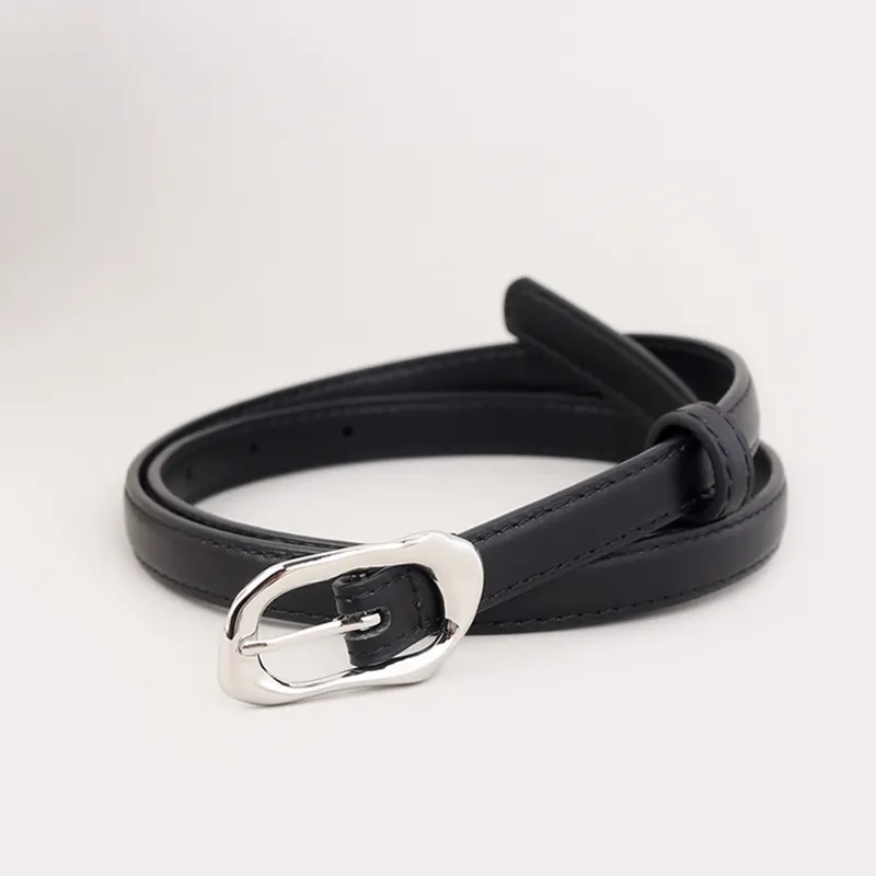 Silver Buckle Skinny Belt