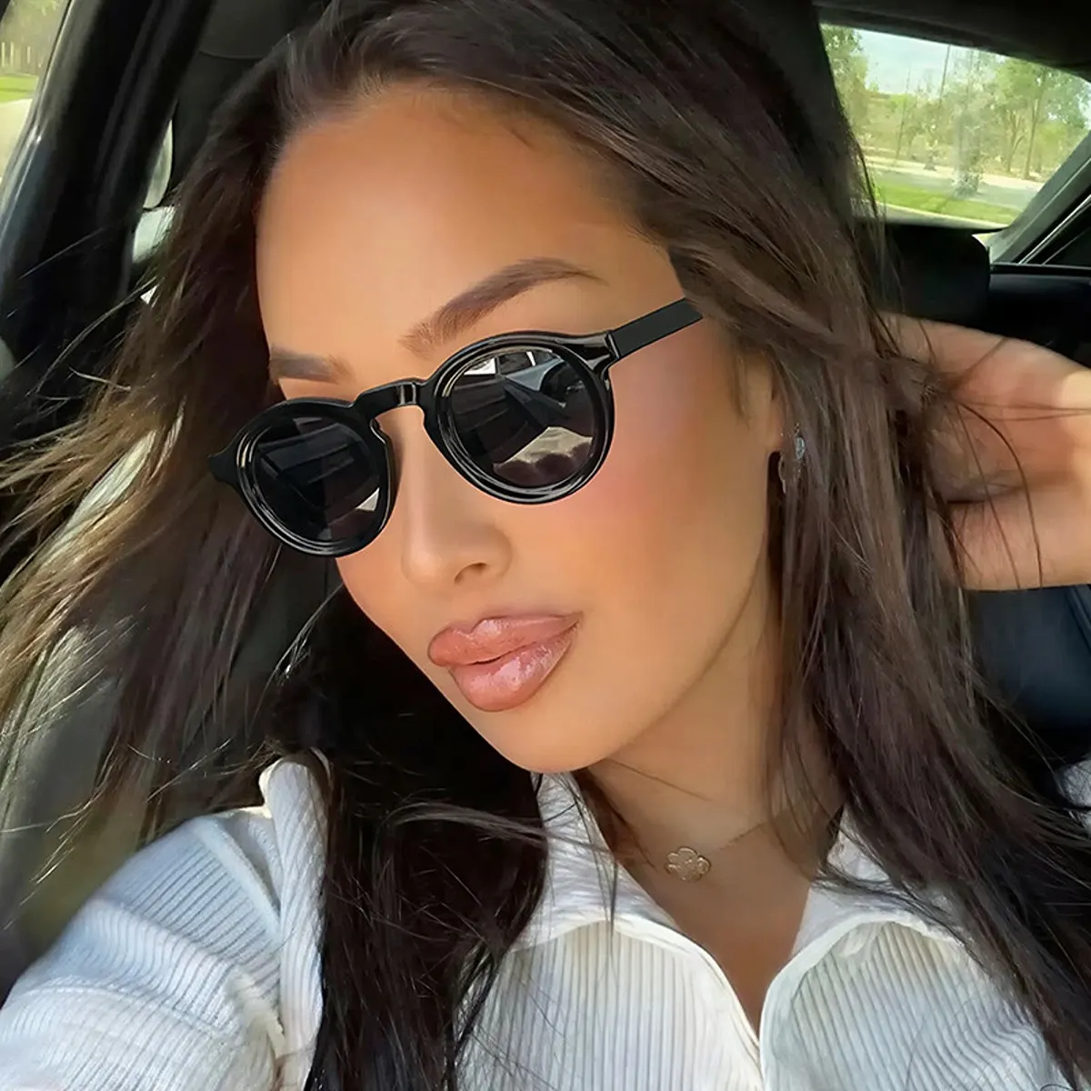 UV Protection Round Frame Sunglasses
