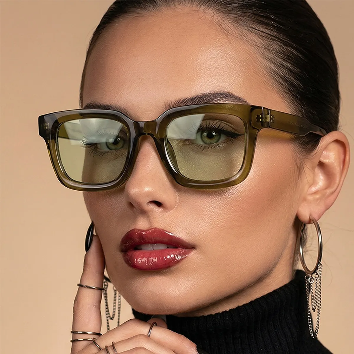 Tinted Lenses Square Frame Sunglasses